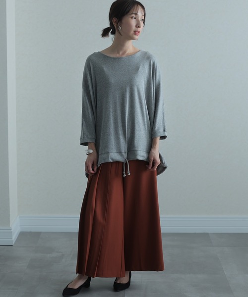 ElegChic(エレグシック)の「コットンフライスヘムロープ入りカットソー(Tシャツ/カットソー・レディース・ホワイト/ベージュ/ブラック/杢グレー・4L/M/XL)」の12枚目の写真