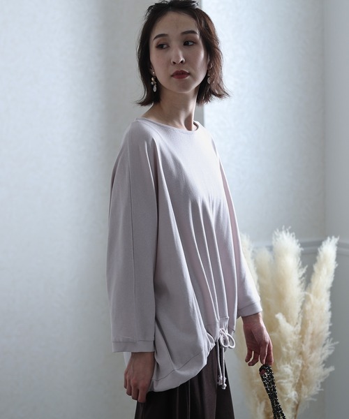 ElegChic(エレグシック)の「コットンフライスヘムロープ入りカットソー(Tシャツ/カットソー・レディース・ホワイト/ベージュ/ブラック/杢グレー・4L/M/XL)」の14枚目の写真