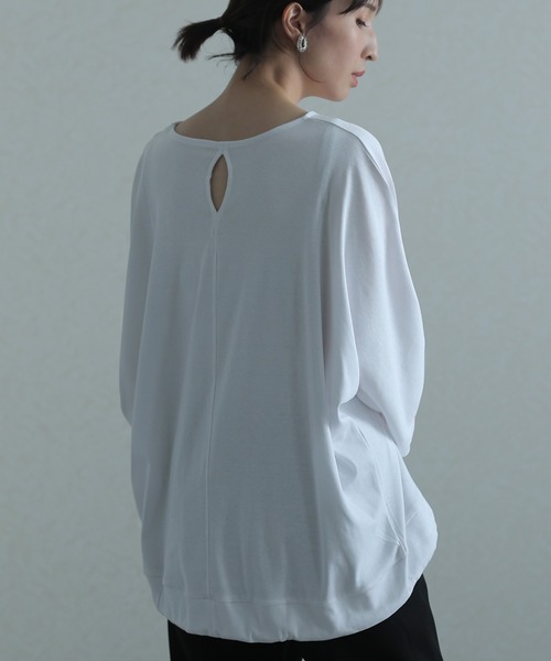 ElegChic(エレグシック)の「コットンフライスヘムロープ入りカットソー(Tシャツ/カットソー・レディース・ホワイト/ベージュ/ブラック/杢グレー・4L/M/XL)」の19枚目の写真
