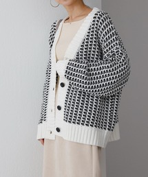 COLONY 2139 | 綿アクリルバイカラージャガードニットカーディガン(カーディガン/ボレロ)