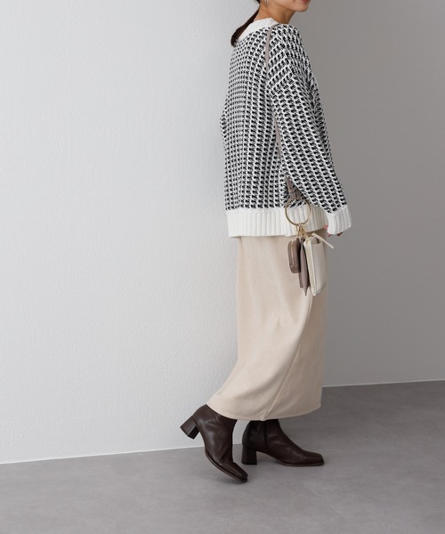 COLONY 2139（コロニートゥーワンスリーナイン）の「綿アクリルバイカラージャガードニットカーディガン（カーディガン/ボレロ・レディース・ブラック/オフホワイト・FREE）」の10枚目の写真