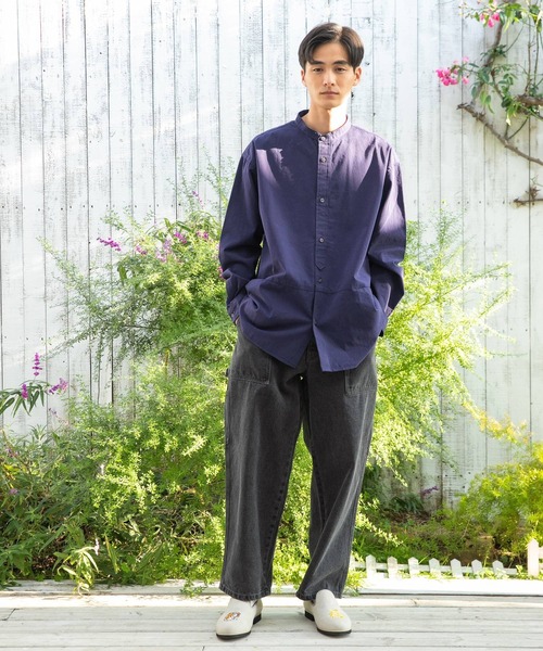 niko and...（ニコアンド）の「コットンツイルバンドカラーシャツ（シャツ/ブラウス・メンズ・ベージュ/ネイビー/イエロー/アイボリー・MEDIUM/LARGE）」の19枚目の写真