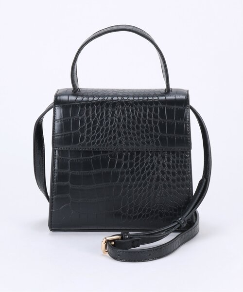 RAY CASSIN（レイカズン）の「型押しフラップショルダーバッグ（ボストンバッグ・レディース・ブラック/ベージュ/キナリ・FREE）」の3枚目の写真