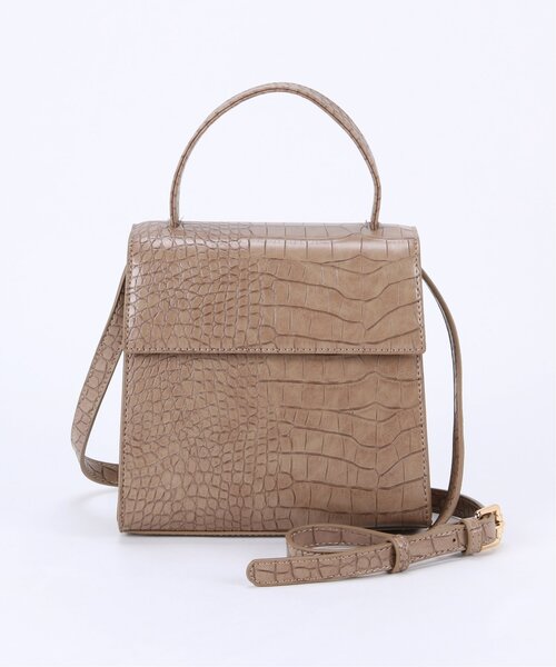 RAY CASSIN（レイカズン）の「型押しフラップショルダーバッグ（ボストンバッグ・レディース・ブラック/ベージュ/キナリ・FREE）」の5枚目の写真