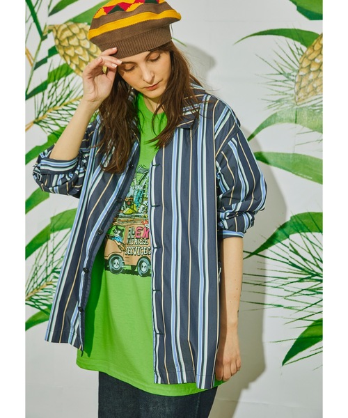 AlexanderLeeChang（アレキサンダーリーチャン）の「STRIPE SEO-L SHIRTS AC-022202（シャツ/ブラウス・メンズ・ネイビー/スカイブルー/オレンジ・2/3）」の3枚目の写真