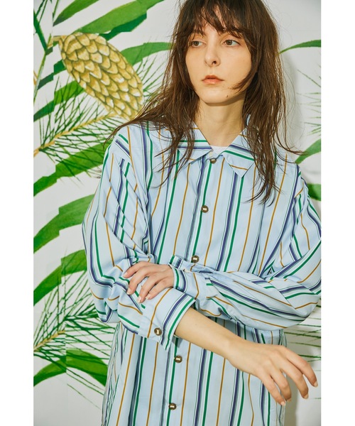 AlexanderLeeChang（アレキサンダーリーチャン）の「STRIPE SEO-L SHIRTS AC-022202（シャツ/ブラウス・メンズ・ネイビー/スカイブルー/オレンジ・2/3）」の2枚目の写真