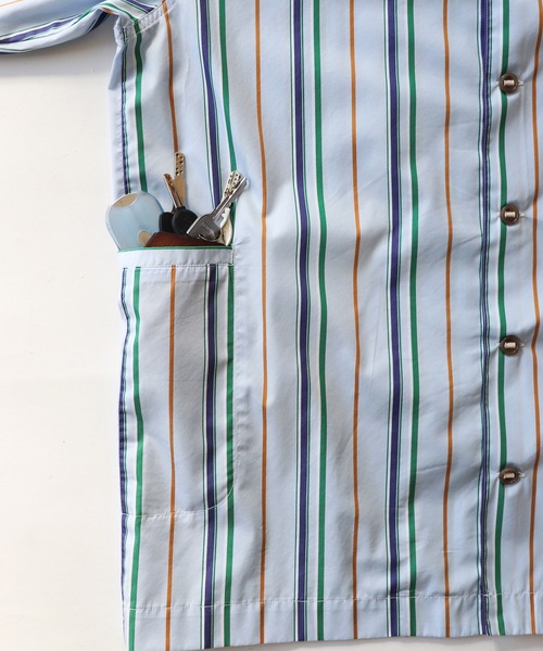 AlexanderLeeChang（アレキサンダーリーチャン）の「STRIPE SEO-L SHIRTS AC-022202（シャツ/ブラウス・メンズ・ネイビー/スカイブルー/オレンジ・2/3）」の6枚目の写真