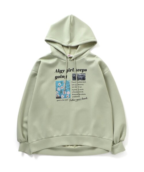 algy(アルジー)の「/ラウンドヘム転写フーディー(パーカー・キッズ・ミント/アイボリー/ピンク・XX-SMALL/X-SMALL/MEDIUM/SMALL)」の1枚目の写真