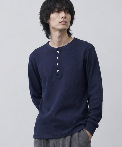 sunny branch(サニーブランチ)の「★Bl★ヘンリーネックサーマルTシャツ 長袖(Tシャツ/カットソー・レディース・ベージュ/ホワイト/カーキ/ブラック/グレー/ライトピンク/ネイビー・LARGE/X-LARGE/MEDIUM)」の6枚目の写真