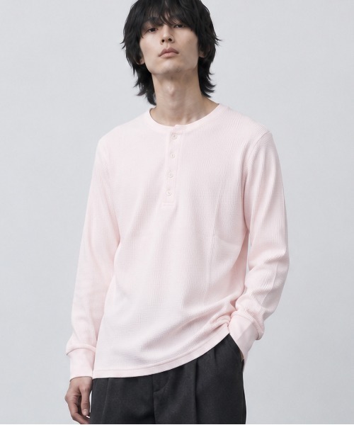 sunny branch(サニーブランチ)の「★Bl★ヘンリーネックサーマルTシャツ 長袖(Tシャツ/カットソー・レディース・ベージュ/ホワイト/カーキ/ブラック/グレー/ライトピンク/ネイビー・LARGE/X-LARGE/MEDIUM)」の7枚目の写真