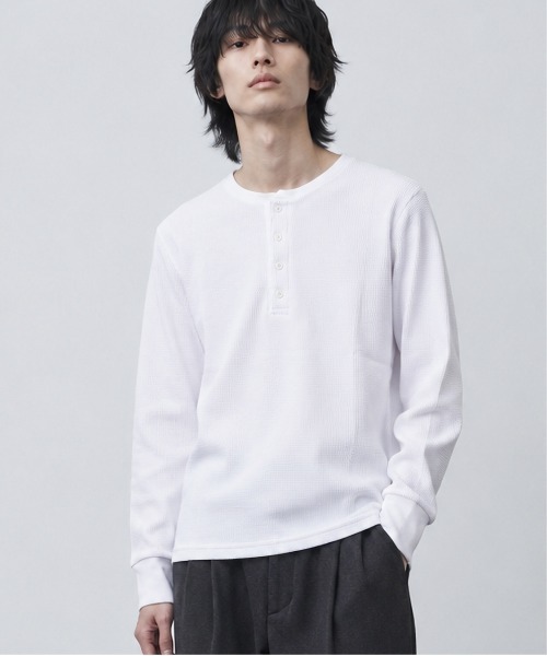 sunny branch(サニーブランチ)の「★Bl★ヘンリーネックサーマルTシャツ 長袖(Tシャツ/カットソー・レディース・ベージュ/ホワイト/カーキ/ブラック/グレー/ライトピンク/ネイビー・LARGE/X-LARGE/MEDIUM)」の2枚目の写真