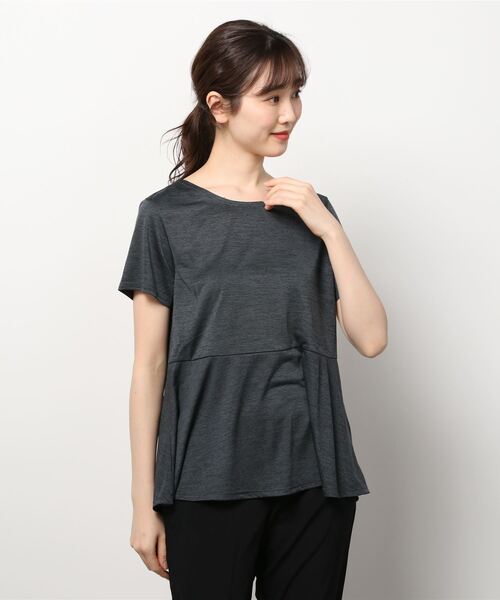 IGNIO(イグニオ)の「イグニオ 半袖ペプラムTシャツ(Tシャツ/カットソー・レディース・ベージュ/ダークグレー/ホワイト×ブラック/ブラック・XL/S/M/L/2XL)」の4枚目の写真