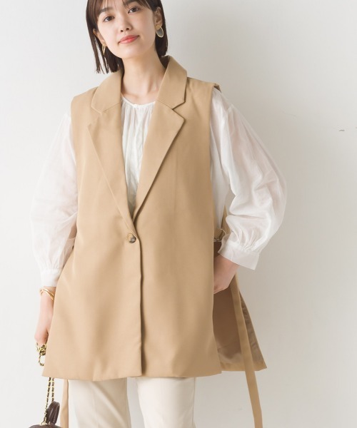 OMNES（オムネス）の「綾織オープンサイドベスト（ベスト・レディース・ブラック/ベージュ/ライトカーキ・FREE）」の3枚目の写真