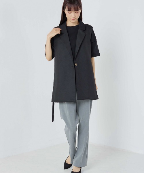 OMNES（オムネス）の「綾織オープンサイドベスト（ベスト・レディース・ブラック/ベージュ/ライトカーキ・FREE）」の4枚目の写真