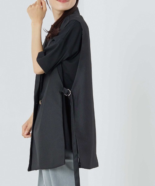 OMNES（オムネス）の「綾織オープンサイドベスト（ベスト・レディース・ブラック/ベージュ/ライトカーキ・FREE）」の5枚目の写真