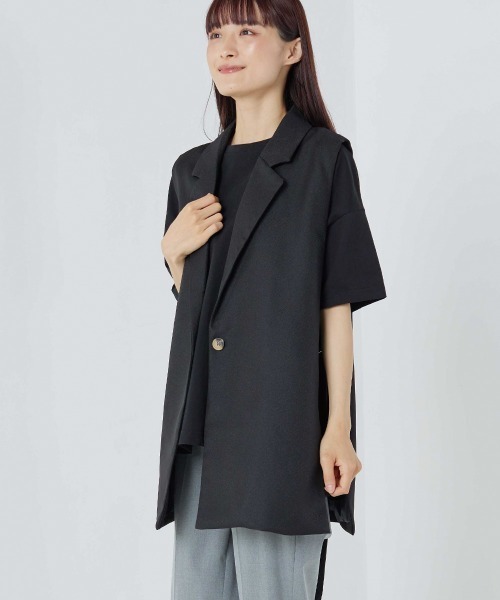 OMNES（オムネス）の「綾織オープンサイドベスト（ベスト・レディース・ブラック/ベージュ/ライトカーキ・FREE）」の7枚目の写真