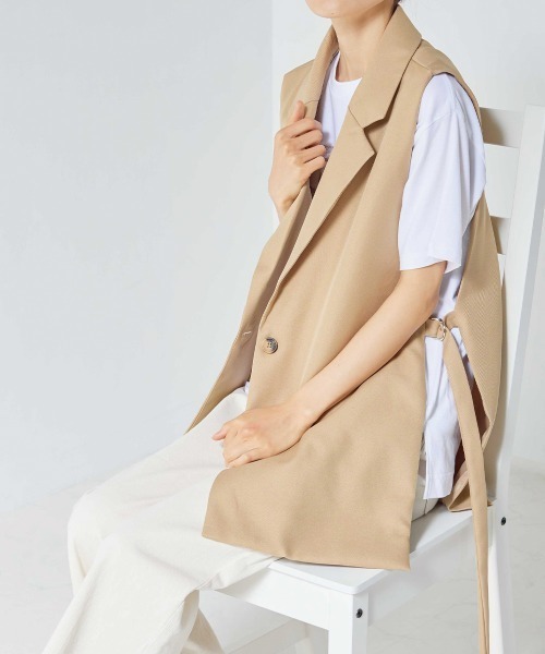 OMNES（オムネス）の「綾織オープンサイドベスト（ベスト・レディース・ブラック/ベージュ/ライトカーキ・FREE）」の9枚目の写真