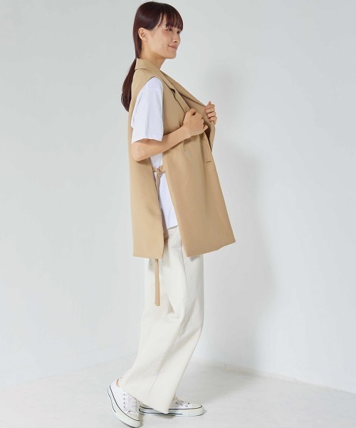 OMNES（オムネス）の「綾織オープンサイドベスト（ベスト・レディース・ブラック/ベージュ/ライトカーキ・FREE）」の10枚目の写真