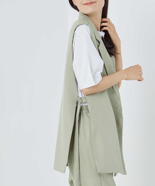 OMNES（オムネス）の「綾織オープンサイドベスト（ベスト・レディース・ブラック/ベージュ/ライトカーキ・FREE）」の16枚目の写真