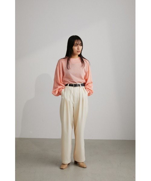 STYLEMIXER(スタイルミキサー)の「ボリュームスリーブシアーニット(ニット/セーター・レディース・ピンク/ブラック/グリーン/ライトベージュ・FREE)」の4枚目の写真