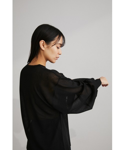 STYLEMIXER(スタイルミキサー)の「ボリュームスリーブシアーニット(ニット/セーター・レディース・ピンク/ブラック/グリーン/ライトベージュ・FREE)」の8枚目の写真