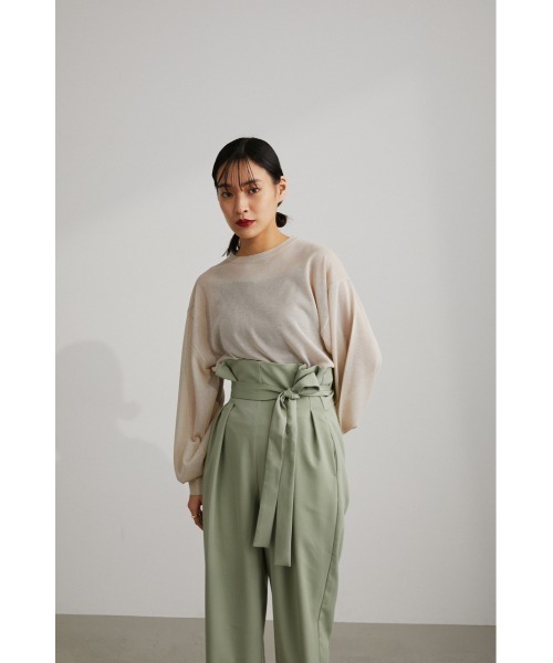 STYLEMIXER(スタイルミキサー)の「ボリュームスリーブシアーニット(ニット/セーター・レディース・ピンク/ブラック/グリーン/ライトベージュ・FREE)」の11枚目の写真