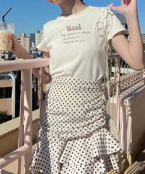 lissi Boutique（リージーブティック）の「【lissi Boutique】lissi thank for you original tee（Tシャツ/カットソー・レディース・ベージュ/イエロー・FREE）」の5枚目の写真