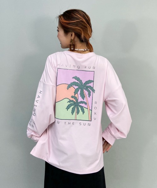 【人気 ROXY ★ Palm Palm 長袖 ラッシュガード バック ジップ ROXY（ロキシー）の「ROXY/ロキシー 水陸両用ビッグシルエット