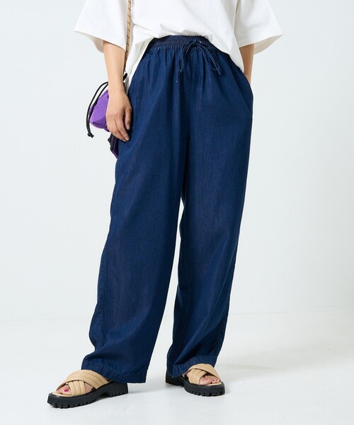 FREAK'S STORE（フリークスストア）の「【一部WEB限定】リネンレーヨンイージーパンツ/コットンレーヨンイージーパンツ（その他パンツ・レディース・ブラック/オフホワイト/オリーブ/オレンジ/グリーン/ピンク系その他/ブルーグリーン/ブルー/ネイビー/サックスブルー・ﾌﾘ-）」の6枚目の写真
