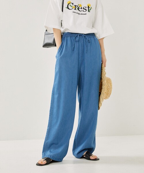 FREAK'S STORE（フリークスストア）の「【一部WEB限定】リネンレーヨンイージーパンツ/コットンレーヨンイージーパンツ（その他パンツ・レディース・ブラック/オフホワイト/オリーブ/オレンジ/グリーン/ピンク系その他/ブルーグリーン/ブルー/ネイビー/サックスブルー・ﾌﾘ-）」の13枚目の写真