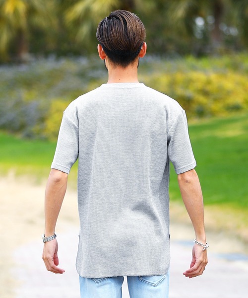 roshell（ロシェル）の「ロング丈 ワッフル 半袖カットソー サーマル 半袖 Tシャツ（Tシャツ/カットソー・メンズ・ブラック/ミックスグレー/ホワイト・SMALL/MEDIUM/LARGE/X-LARGE）」の10枚目の写真