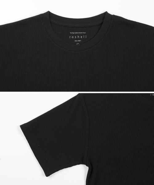 roshell（ロシェル）の「ロング丈 ワッフル 半袖カットソー サーマル 半袖 Tシャツ（Tシャツ/カットソー・メンズ・ブラック/ミックスグレー/ホワイト・SMALL/MEDIUM/LARGE/X-LARGE）」の16枚目の写真