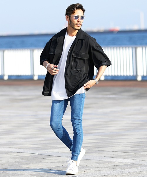 roshell（ロシェル）の「ロング丈 ワッフル 半袖カットソー サーマル 半袖 Tシャツ（Tシャツ/カットソー・メンズ・ブラック/ミックスグレー/ホワイト・SMALL/MEDIUM/LARGE/X-LARGE）」の4枚目の写真