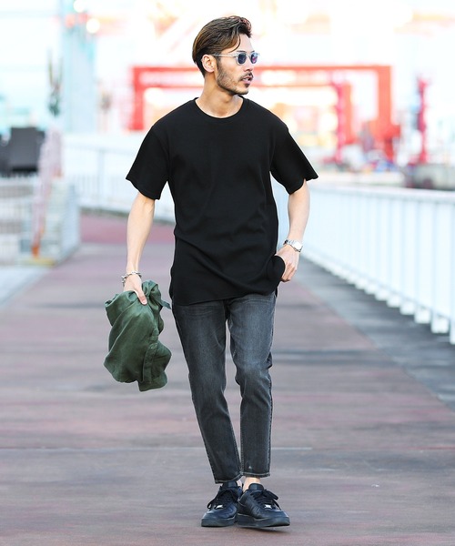 roshell（ロシェル）の「ロング丈 ワッフル 半袖カットソー サーマル 半袖 Tシャツ（Tシャツ/カットソー・メンズ・ブラック/ミックスグレー/ホワイト・SMALL/MEDIUM/LARGE/X-LARGE）」の6枚目の写真