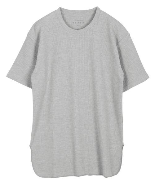 roshell（ロシェル）の「ロング丈 ワッフル 半袖カットソー サーマル 半袖 Tシャツ（Tシャツ/カットソー・メンズ・ブラック/ミックスグレー/ホワイト・SMALL/MEDIUM/LARGE/X-LARGE）」の9枚目の写真