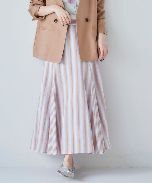 le.coeur blanc(ルクールブラン)の「ドビーストライプフレアスカート(スカート・レディース・パープル系その他/イエロー系その他・38)」の2枚目の写真