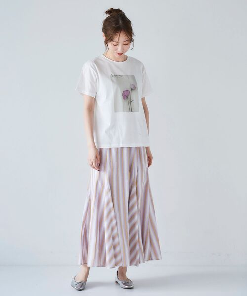 le.coeur blanc(ルクールブラン)の「ドビーストライプフレアスカート(スカート・レディース・パープル系その他/イエロー系その他・38)」の4枚目の写真