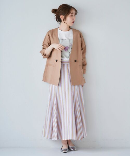 le.coeur blanc(ルクールブラン)の「ドビーストライプフレアスカート(スカート・レディース・パープル系その他/イエロー系その他・38)」の8枚目の写真