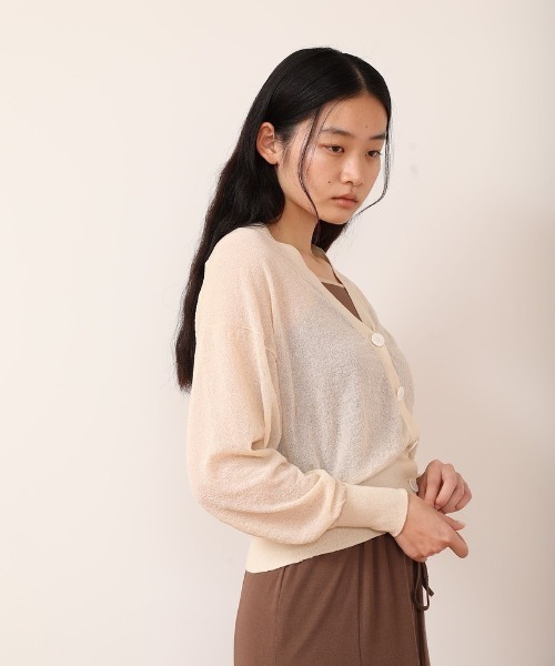 CASA FLINE（カーサフライン）の「シアーコットンショートカーデ（カーディガン/ボレロ・レディース・ブラック/ベージュ・FREE）」の8枚目の写真