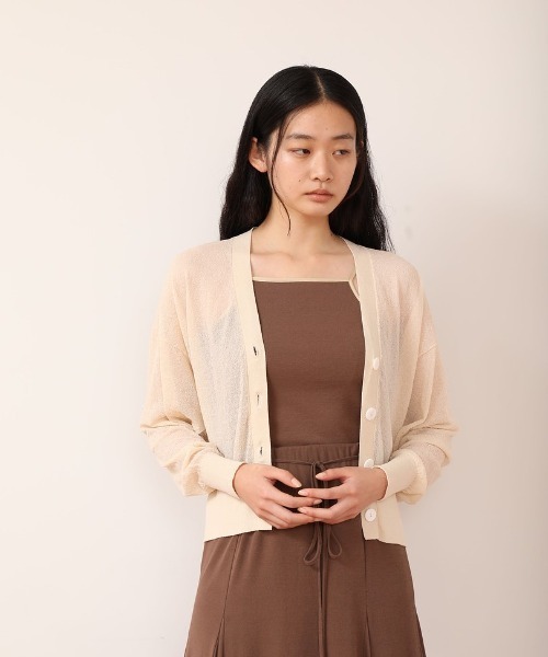 CASA FLINE（カーサフライン）の「シアーコットンショートカーデ（カーディガン/ボレロ・レディース・ブラック/ベージュ・FREE）」の11枚目の写真