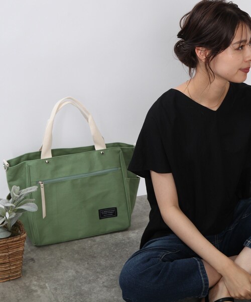 DRESKIP(ドレスキップ)の「◆多収納マザーズトートバッグ(トートバッグ・レディース・ダークグリーン/グレー/アイボリー・00)」の12枚目の写真