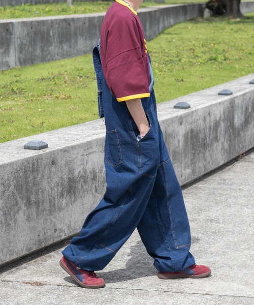 セール】スーパーワイドデニムオーバーオール（サロペット