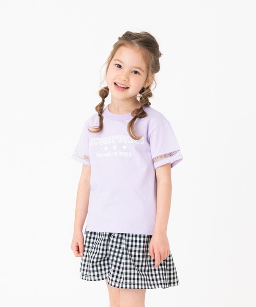 RUGGEDWORKS(ラゲッドワークス)の「袖ラインチュール半袖TEE(Tシャツ/カットソー・キッズ・パープル/ライトグリーン・110/150/120/140/130/100)」の1枚目の写真