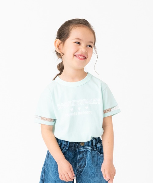 RUGGEDWORKS(ラゲッドワークス)の「袖ラインチュール半袖TEE(Tシャツ/カットソー・キッズ・パープル/ライトグリーン・110/150/120/140/130/100)」の2枚目の写真