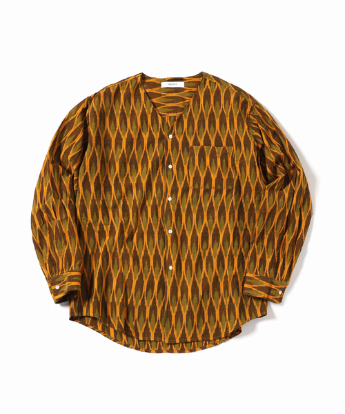B.C STOCK(ベーセーストック)の「INDIA FAB. IKAT ジャガード シャツカーディガン(シャツ/ブラウス・メンズ・パープル/ネイビー/ブラウン・MEDIUM/LARGE)」の1枚目の写真