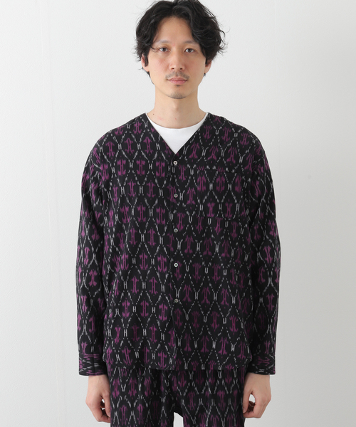 B.C STOCK(ベーセーストック)の「INDIA FAB. IKAT ジャガード シャツカーディガン(シャツ/ブラウス・メンズ・パープル/ネイビー/ブラウン・MEDIUM/LARGE)」の5枚目の写真