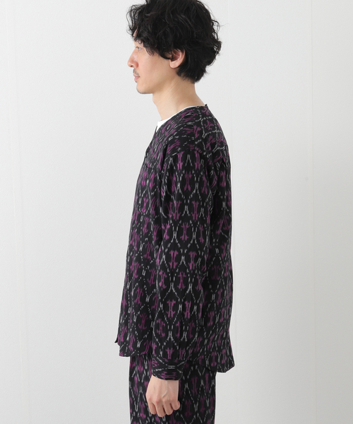 B.C STOCK(ベーセーストック)の「INDIA FAB. IKAT ジャガード シャツカーディガン(シャツ/ブラウス・メンズ・パープル/ネイビー/ブラウン・MEDIUM/LARGE)」の6枚目の写真