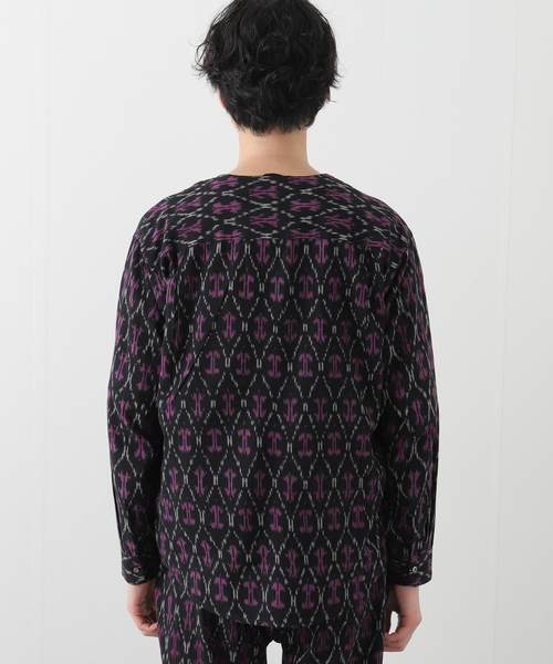 B.C STOCK(ベーセーストック)の「INDIA FAB. IKAT ジャガード シャツカーディガン(シャツ/ブラウス・メンズ・パープル/ネイビー/ブラウン・MEDIUM/LARGE)」の7枚目の写真