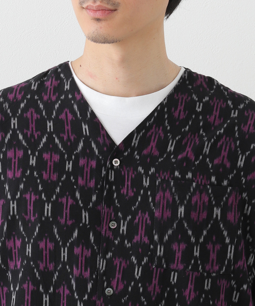 B.C STOCK(ベーセーストック)の「INDIA FAB. IKAT ジャガード シャツカーディガン(シャツ/ブラウス・メンズ・パープル/ネイビー/ブラウン・MEDIUM/LARGE)」の8枚目の写真