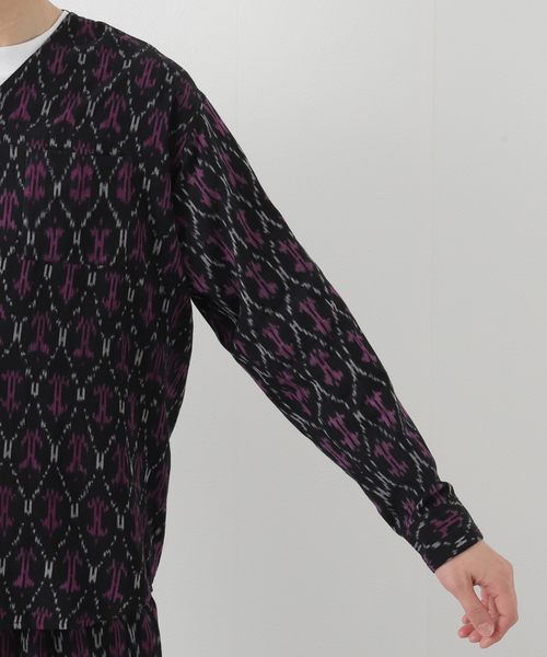 B.C STOCK(ベーセーストック)の「INDIA FAB. IKAT ジャガード シャツカーディガン(シャツ/ブラウス・メンズ・パープル/ネイビー/ブラウン・MEDIUM/LARGE)」の10枚目の写真